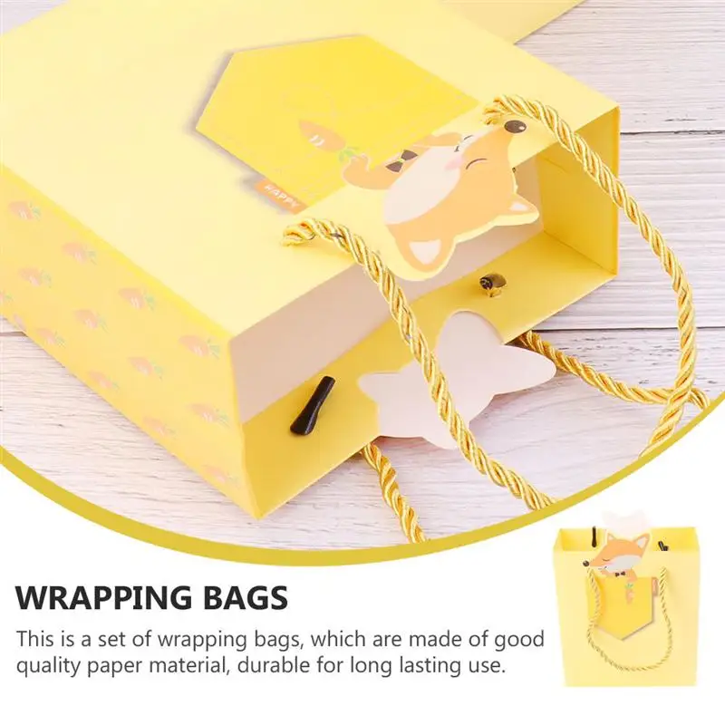 

1 Set 16pcs Paper Bags Birthday Gift Packing Bags Gift Bags for Party (Yellow)