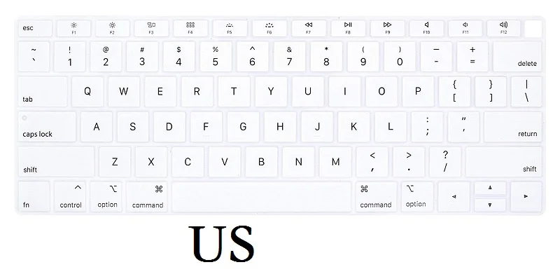 US-White Кожа клавиатуры для Macbook Air 13 A1932, Силиконовая Водонепроницаемая защитная пленка - Color: US-White