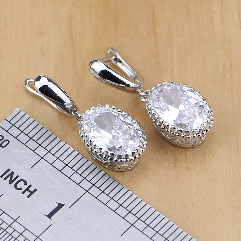 Женский комплект украшений из серебра 925 пробы с белым цирконием вечерние серьги