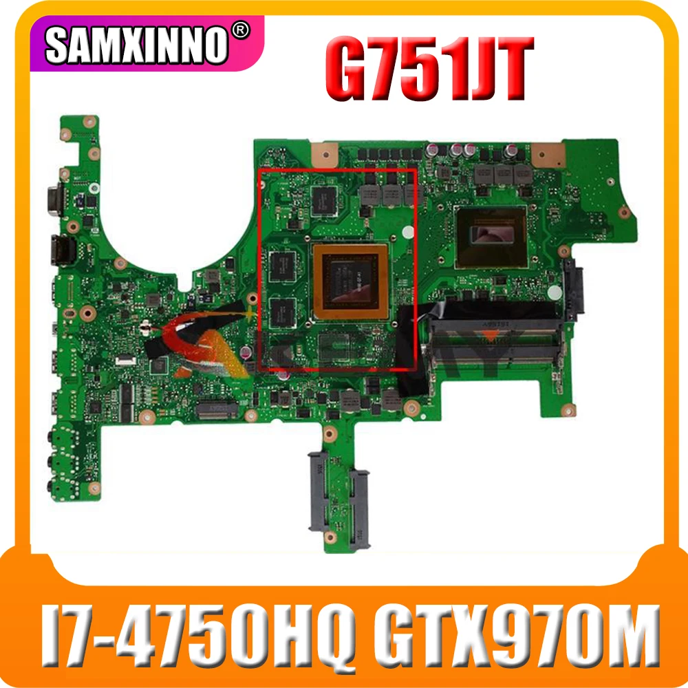 

Оригинальная материнская плата G751JT с процессором I7-4750HQ GTX970M-3GB для Asus G751JT G751JY G751JL G751J G751 материнская плата для ноутбука