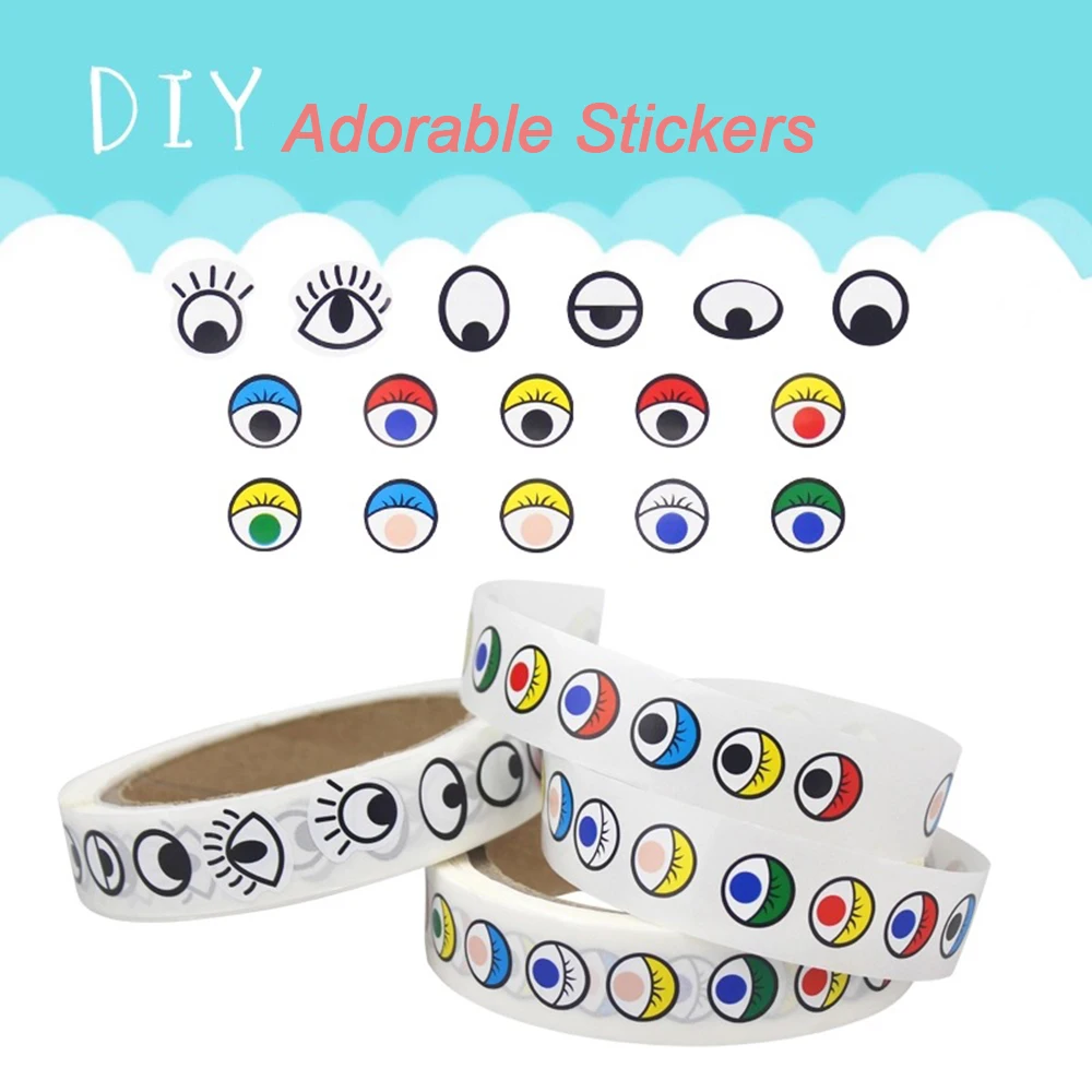 

Eyes Stickers Children DIY Adhesive Handmade Materials Roll Packing Adhesive with Gum Colorful Eyeballs Stick Eyeball Stickers