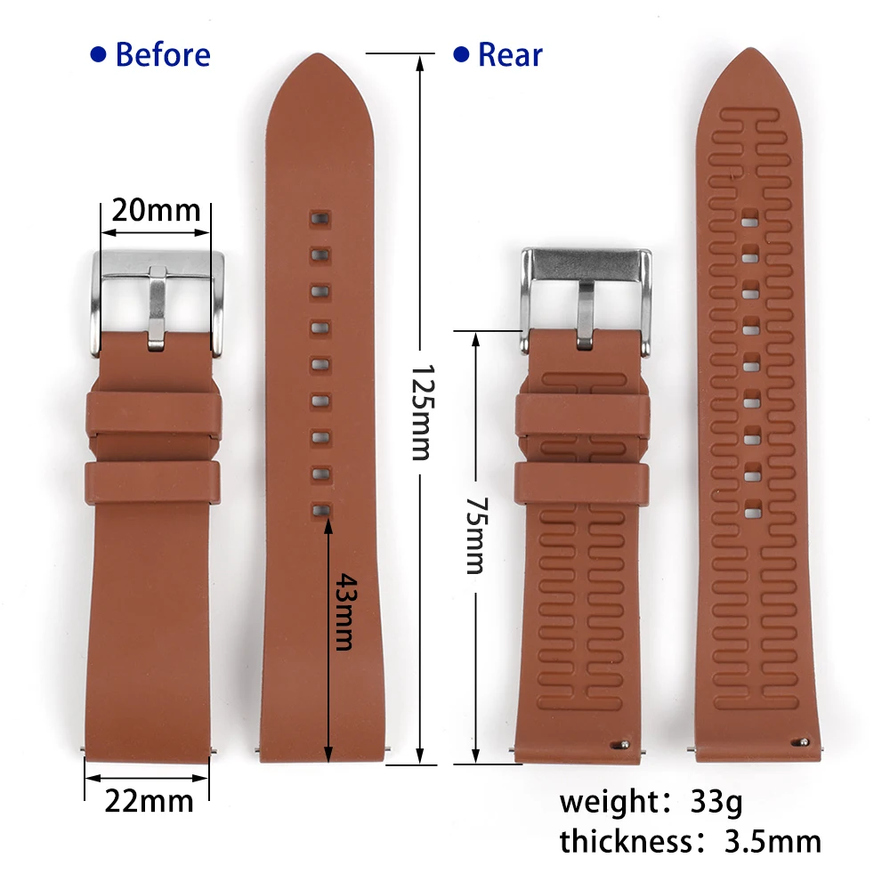 New Fluorine Rubber Watch Band 18mm 20mm 22mm 24mm Bracelet Quick Release Bar for Diving Sport Watch Strap Replacment