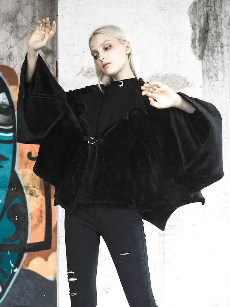 Панк рейв женские Turn Down Воротник Летучая мышь рукавами вельветовые накидки PY 399DP|