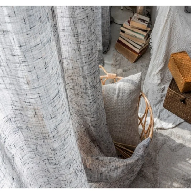 Льняные черные занавески в японском стиле для спальни гостиной чайной комнаты