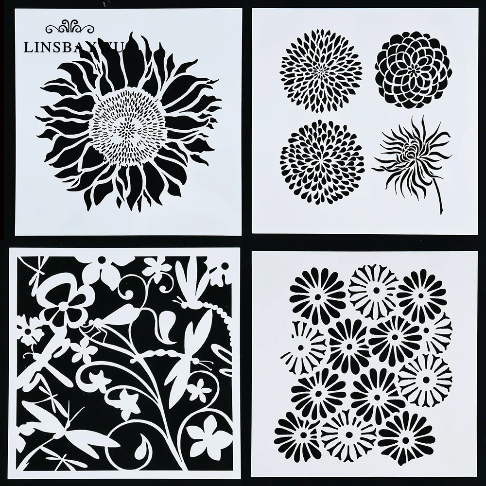 1 шт. 10 видов стилей с цветочным рисунком Пластик трафарет Инструменты для