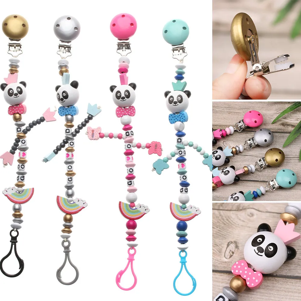 1PC New Multicolor Panda Silicone Baby Pacifier Clip Rainbow Chain For Teething Soother Chew Toy | Мать и ребенок
