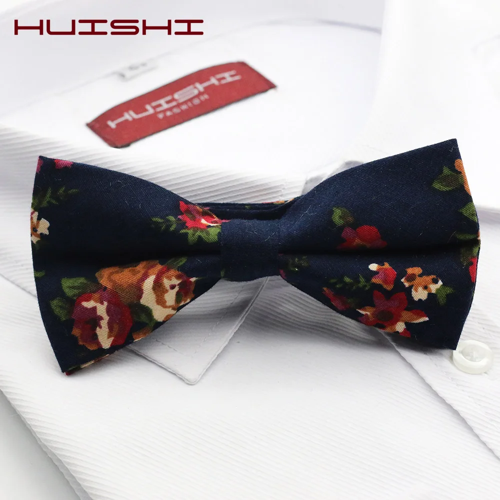 Мужской Хлопковый галстук HUISHI с цветочным принтом узкие галстуки 6 см бабочка