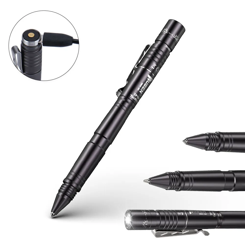 WUBEN TP10-G LED taktik Penlight USB şarj edilebilir kalem fener 130 lümen IP68 su geçirmez tükenmez kalem el feneri ile
