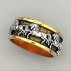 Скачущая Лошадь винтажный дизайн кольцо старого серебряного цвета двухцветное Кольцо мужское коктейвечерние вечернее аксессуары для пальцев бижутерия