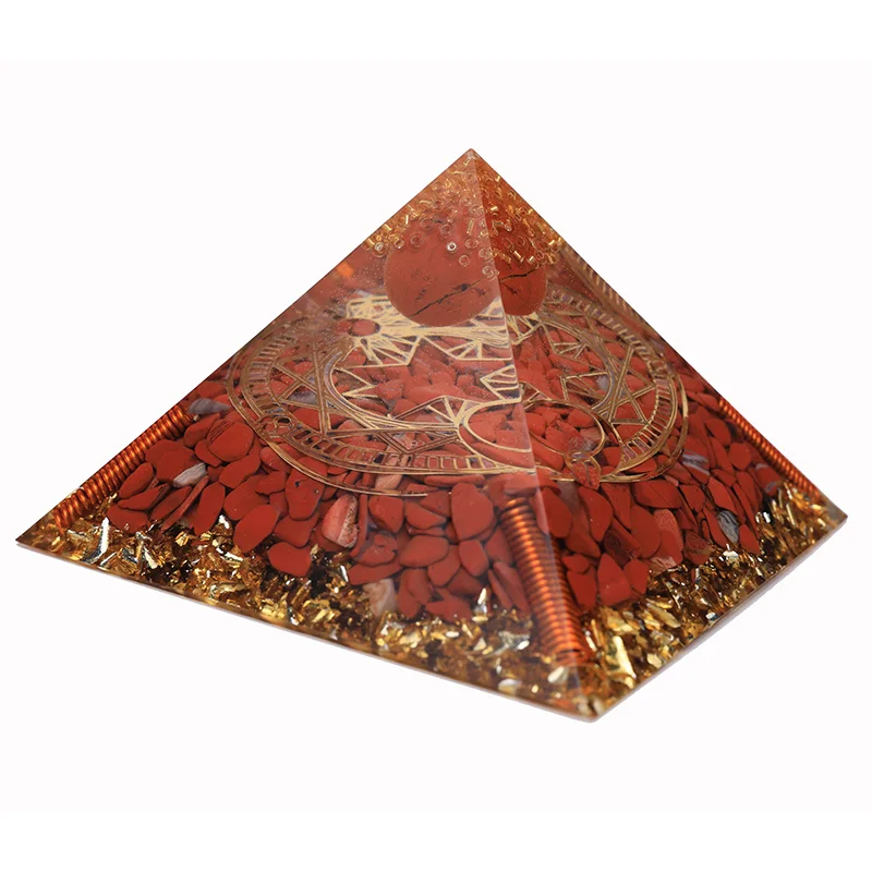 

Reiki Orgonite Pyramid 7 Chakra Natural Stone Orgone Pyramid For Meditation Energy Balancing Generator Reiki Orgon Pyramid Decor