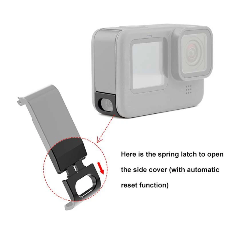 

Metal Battery Lid for Go pro Hero 9 Black Detachable Battery Cover Case Type-C Charging Port for Go pro 9 Accessories