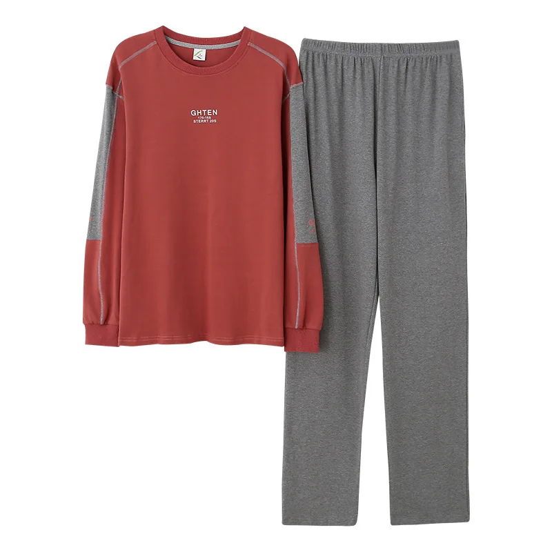 

Spring and Autumn Pure Cotton Long-sleeved Youth Cotton Casual Men's Thin Home Service Suit Lounge Set Sommeil Tops Dormir Tops