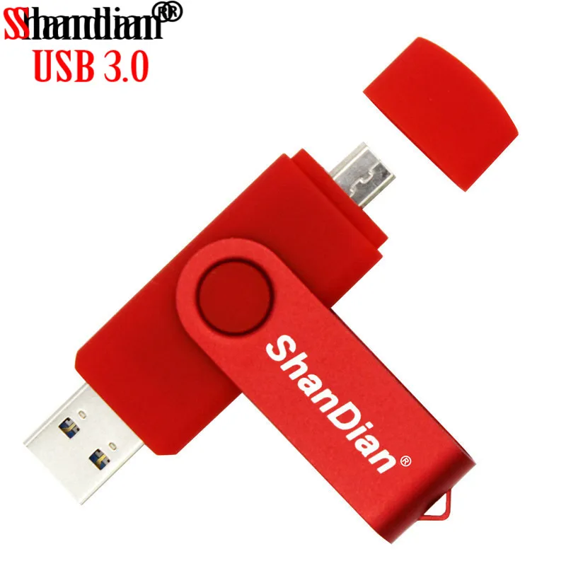 SHANDIAN бизнес пластик 2 в одном OTG USB флэш накопитель портативный 4 ГБ 8 16 32 64 Гб карта