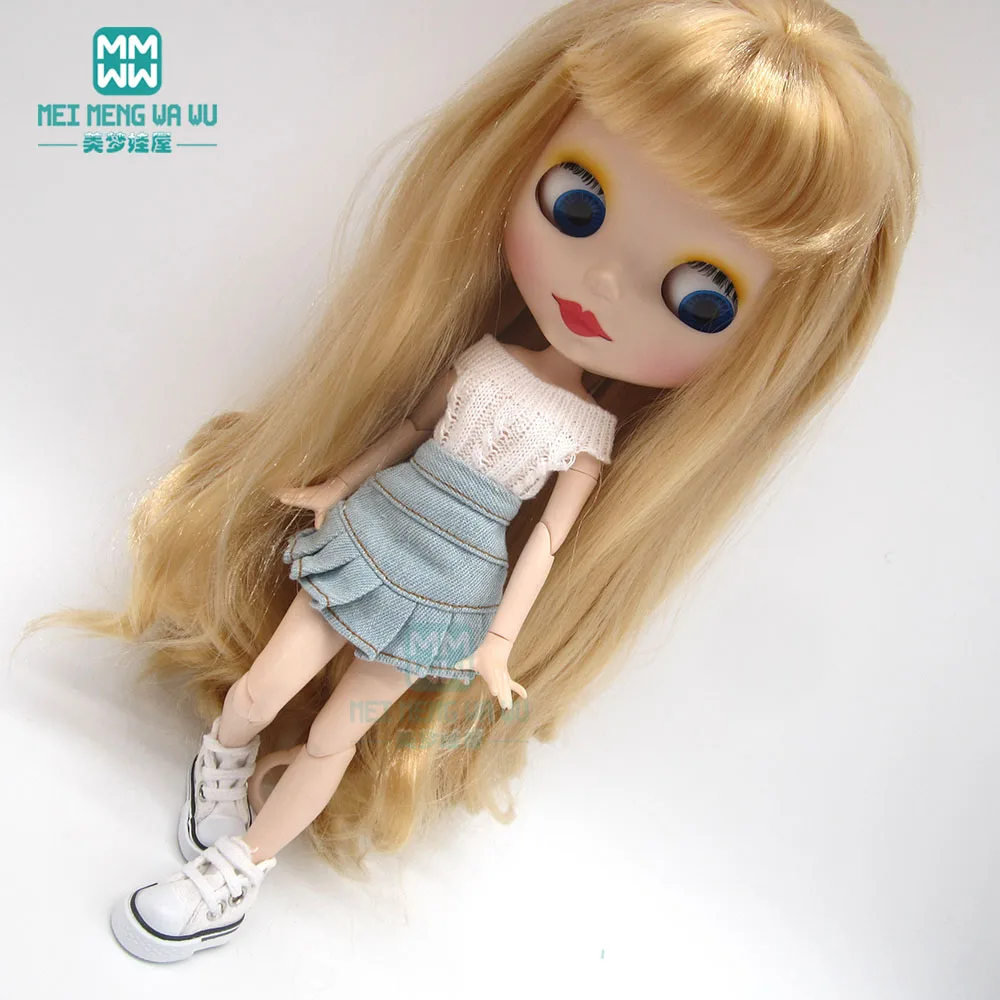 Одежда для кукол Blyth свитер + джинсовая юбка кроссовки аксессуары Azone1/6 | Игрушки и
