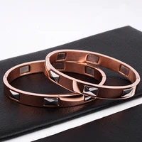fashion high quality rose gold plated classic charming 316l stainless steel couple bracelet bangle at sale price