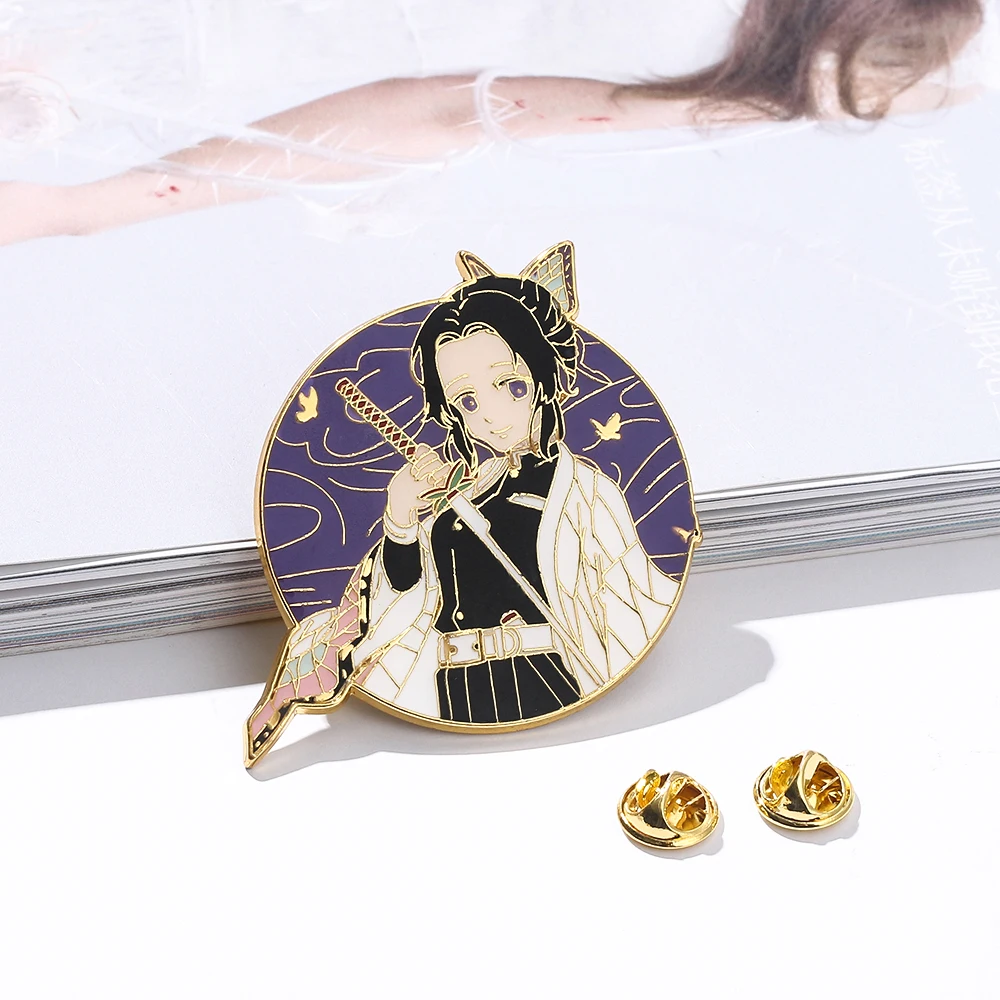 Японское аниме манга рассекающий демонов жесткие эмалевые значки брошь на