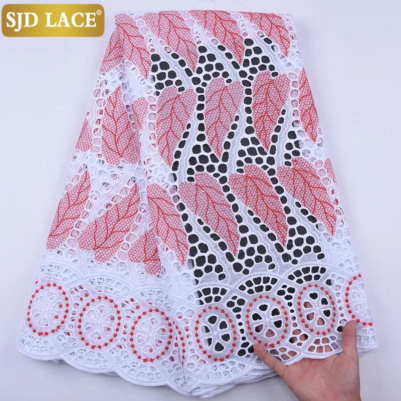 SJD кружево 100% хлопок африканская кружевная ткань Высокое качество швейцарская