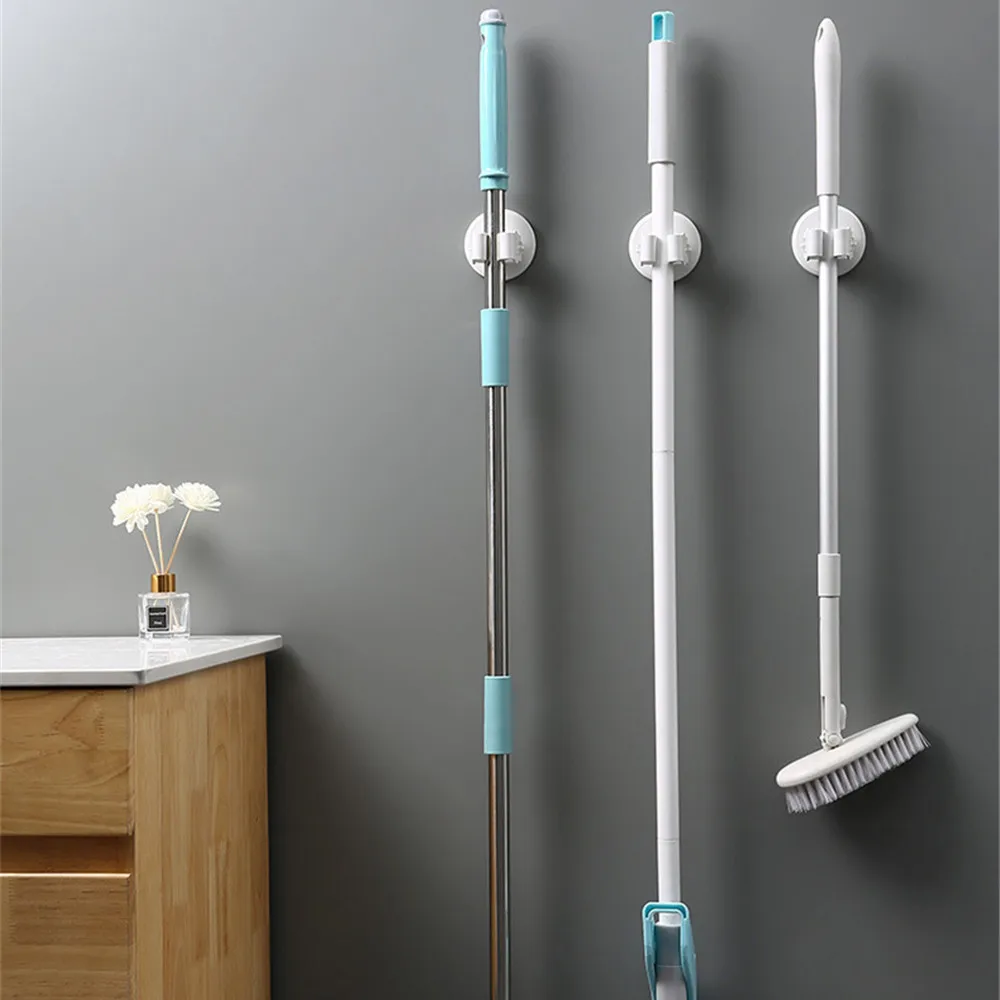 

New Adhesive Multi-purpose Hooks Wall Mounted Mop Storage Rack Broom Organizer Holder Kitchen Bathroom Strong Brush Hanger Hook