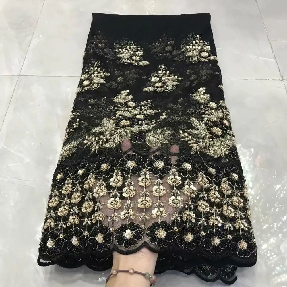 Новинка 2020 года. Высококачественная кружевная ткань с блестками в африканском