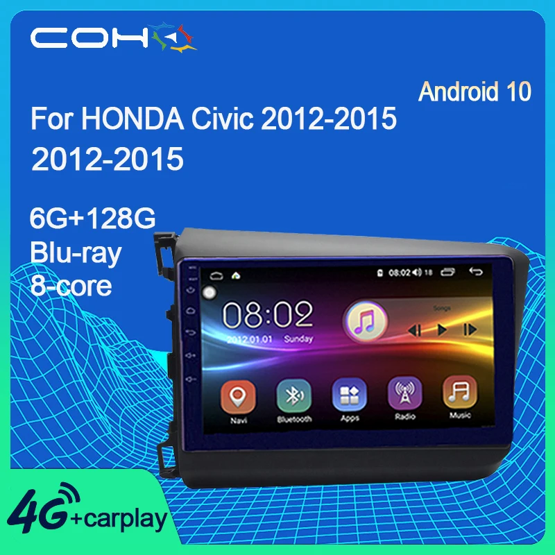 COHO для HONDA Civic 2012 2015 Android 10 0 Восьмиядерный 6 + 128G gps навигация Авто Стерео