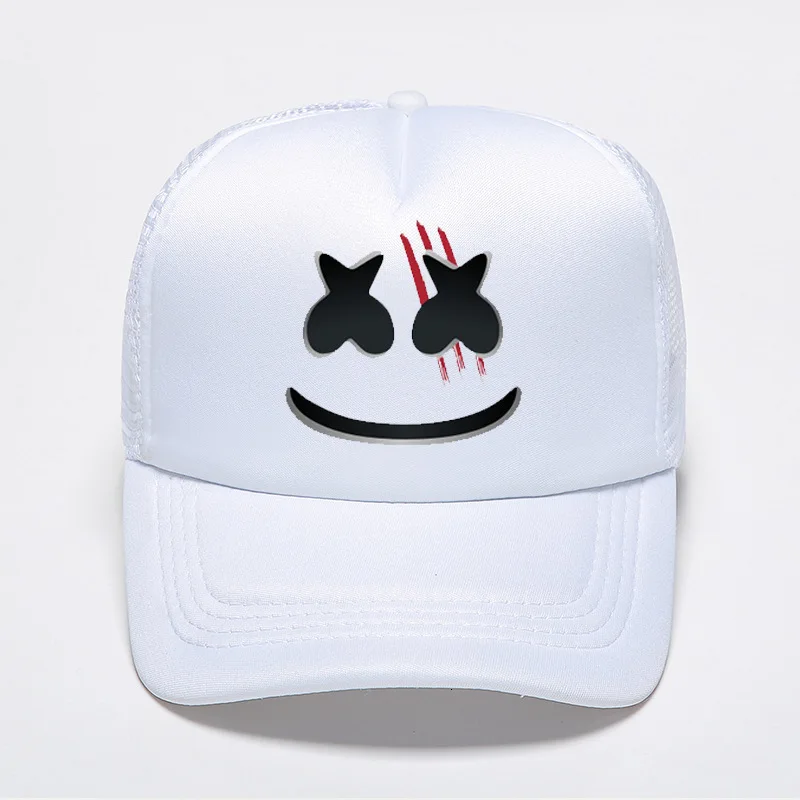 white Хлопковые сахарные шляпы Marshmello Dj периферийная бейсболка Солнцезащитная Черная кепка поло шляпы bone avicii хип-хоп casquette gorras - Цвет: white
