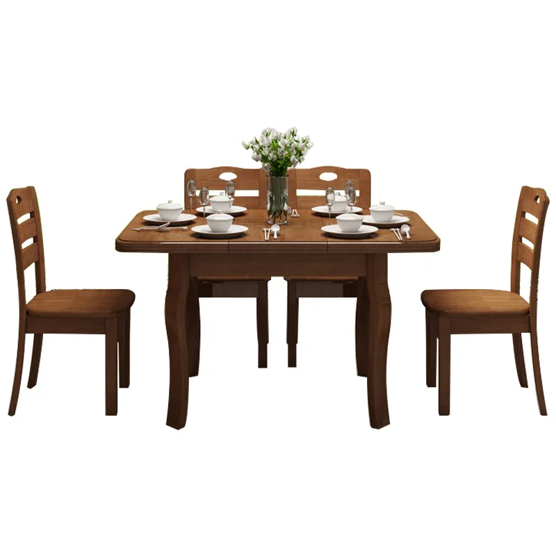 Современный раздвижной квадратный стол из цельной древесины|Обеденные столы| |