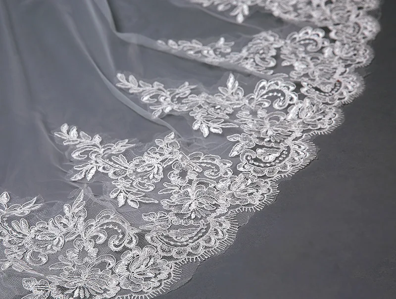 

Wedding Veil 3 Meter Cathedral Wedding Veils Long Lace Edge Bridal Veil With Comb Wedding Accessories TS066