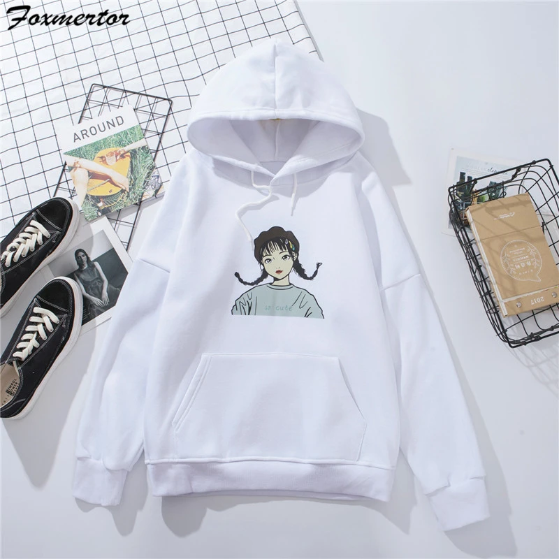White 6 Теплая Женская толстовка с капюшоном, зимняя Толстовка свободного кроя, Женская Толстовка Harajuku с буквенным принтом, пуловер с длинным рукавом, более размера d, пальто с капюшоном - Цвет: White 6