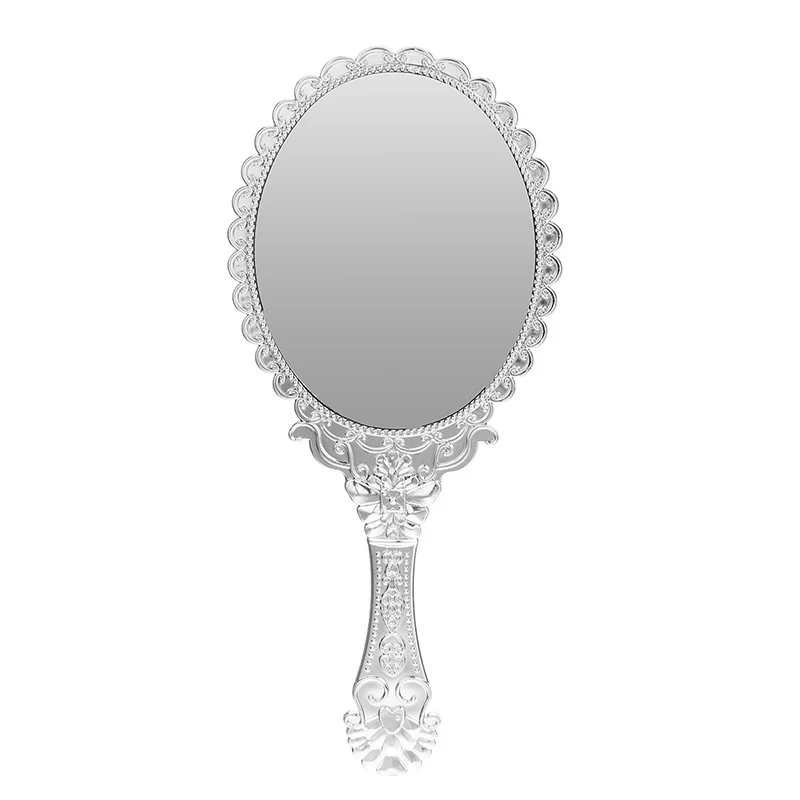 1Pcs Silver Vintage Mirror Ladies Floral Repousse Oval Round Makeup Hand Hold Princess Lady Beauty Dresser Gift | Красота и здоровье