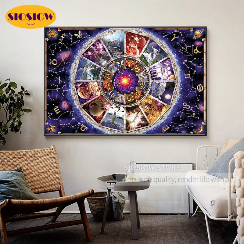 Алмазная картина 5d &quotсделай сам&quot 12 знаков зодиака кольцо созвездия квадратная