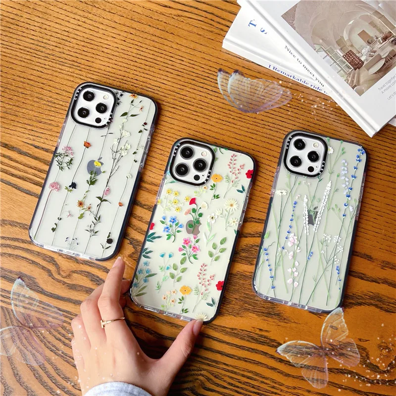 

Twigs Romantic Orchid Grass Painting Phone Case For iPhone 11 Pro Max 13 12 Case Luxury Brand MiNi 7 8 Plus X XS XR Floral Cover