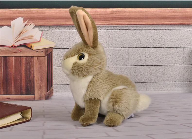 Brown Rabbit " /18 см реалистичные кошки собаки корова Шнауцер плюшевые игрушки, забавные реалистичные Реальная жизнь диких животных Ежик мягкие игрушки подарки для детей - Цвет: Brown Rabbit