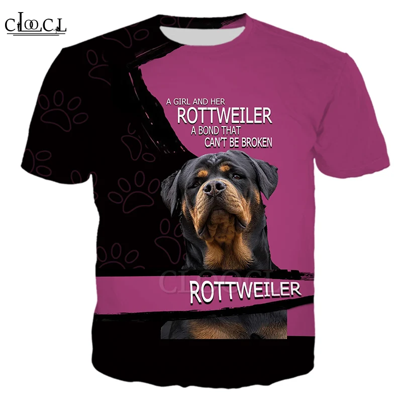 CLOOCL 2021 новейшая футболка унисекс A Girl and Her Rottweiler с коротким рукавом и 3D принтом