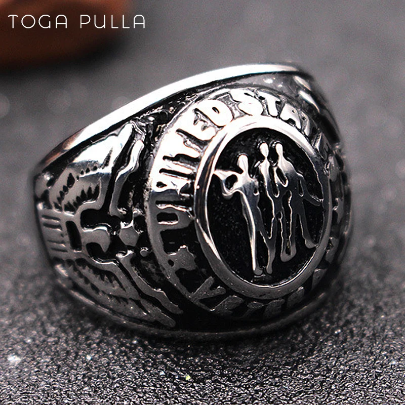 Ретро мужское военное кольцо с орлом из США армейское ветерана нержавеющей стали