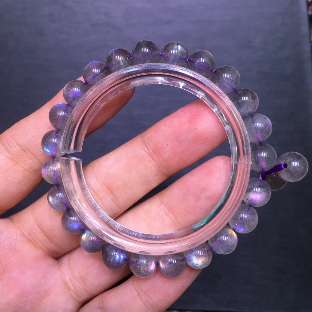 

Natural Labradorite Bracelet Purple Beaded Chain Jewelry 5pcs/Lot Wholesale Transparent Pulseiras Feminina Armband Charms
