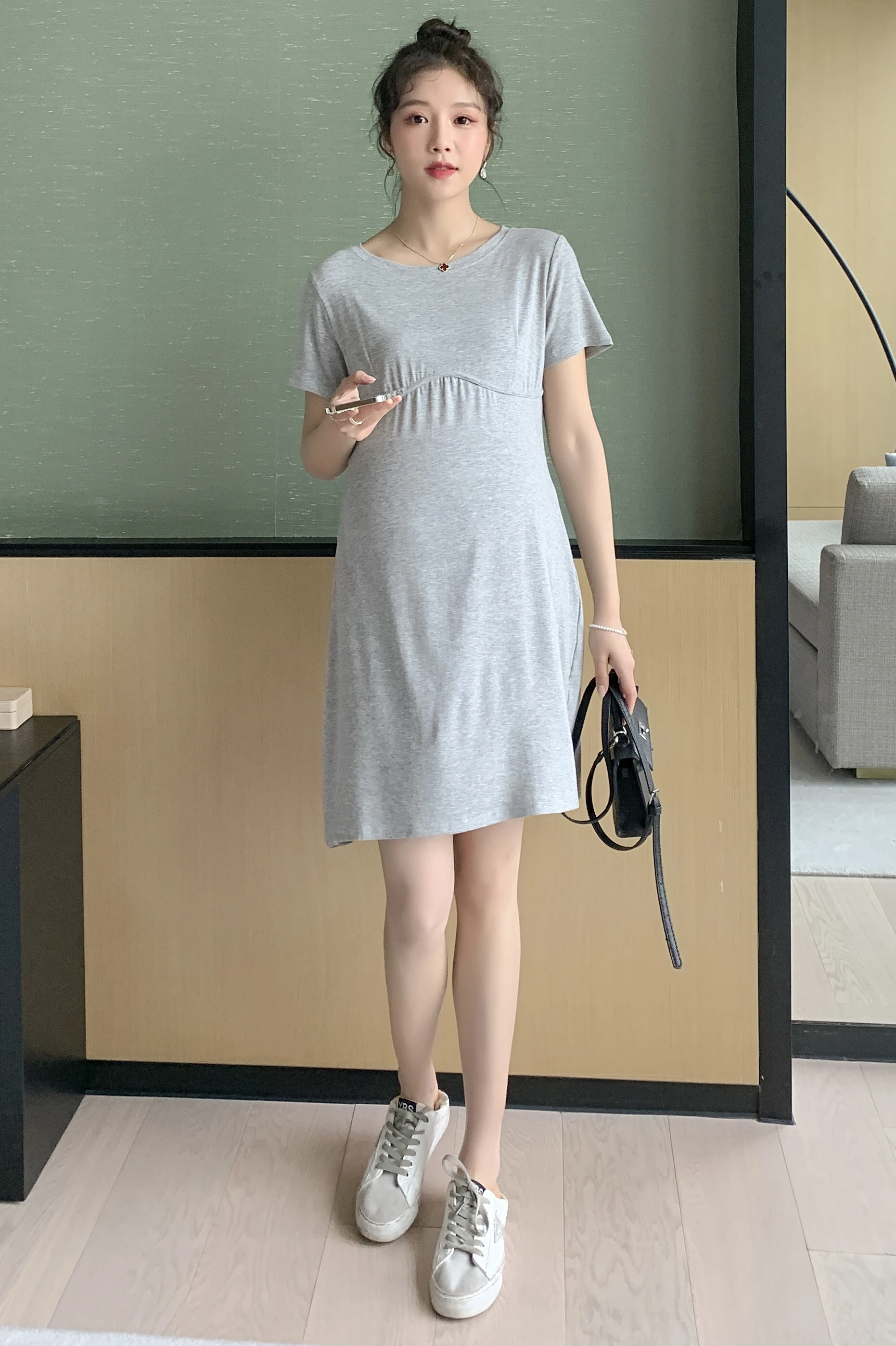 

6679# Summer Thin Modal Maternity Dress A Line Casual Cotton Sleep Home Clothes for Pregnant Women Pregnancy Bottoms Wear