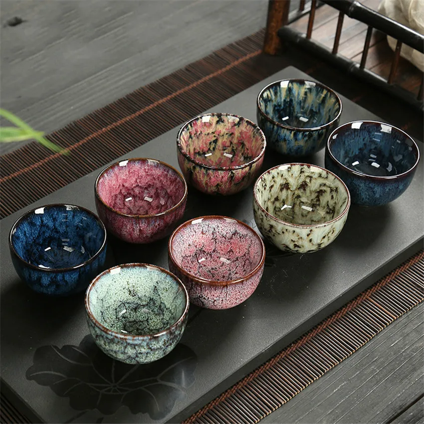 

8 pcs/set Chinese Ceramic Tea Cup Ice Cracked Glaze Cup Kung Fu teaset Small Porcelain Tea Bowl Teacup Tea Accessories Drinkware