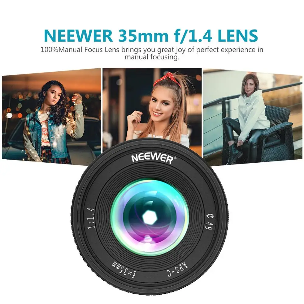 Объектив Neewer F1.4 35 мм с большой диафрагмой алюминиевый Prime APS-C совместимый sony E