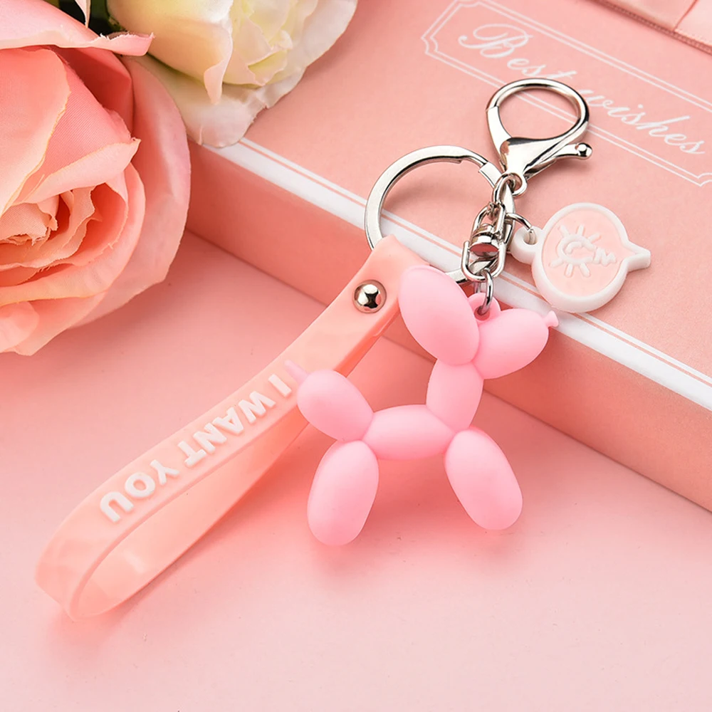 

2019 New DIY Lovely Keychains Fashion Cartoon Balloon Dog Key Chain Key Ring Men and Women Girls Give A Small Gift Sleutelhanger