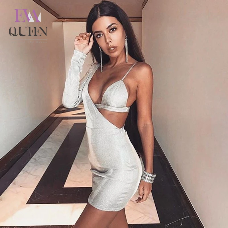 Женское вечернее платье EvaQueen облегающее мини на одно плечо с v образным вырезом