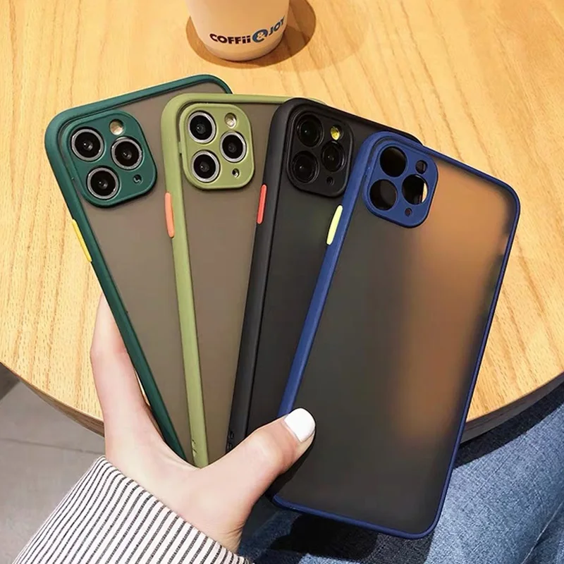 Стильный хит цвет матовое покрытие защита Гибридный чехол для чехла iPhone 12 11 Pro Max SE