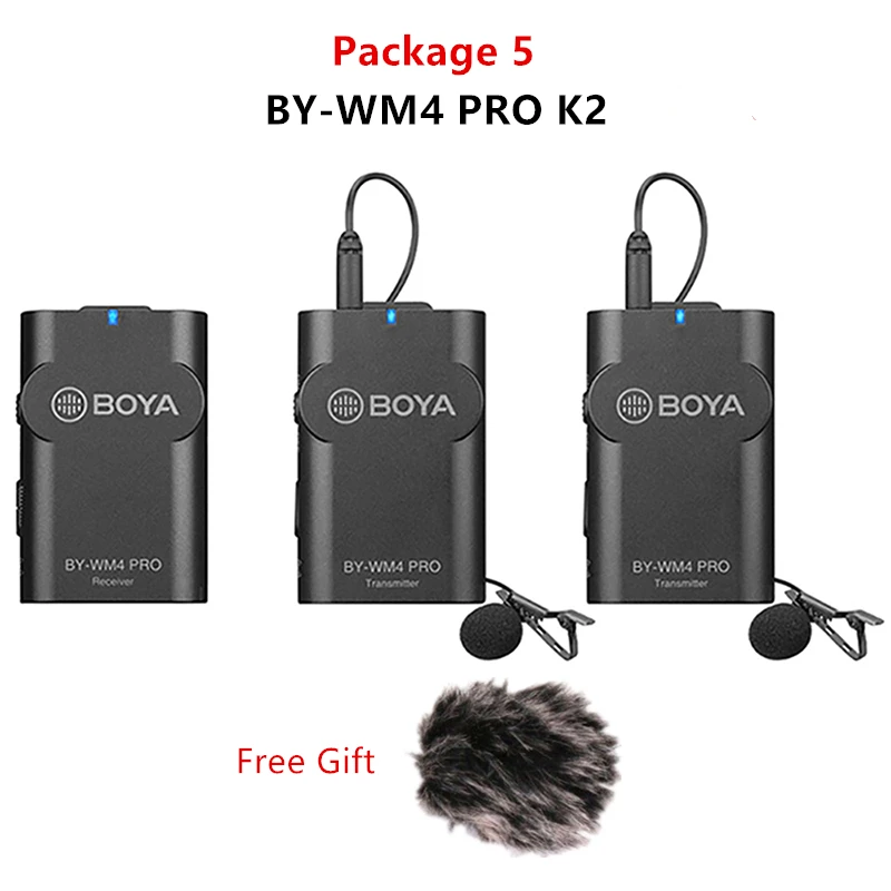 Package 5 BOYA BY-WM4 Mark II/Pro беспроводной микрофон системы петличный нагрудный микрофон для Canon Nikon sony DSLR видеокамеры рекордер для iPhone 6 - Цвет: Package 5