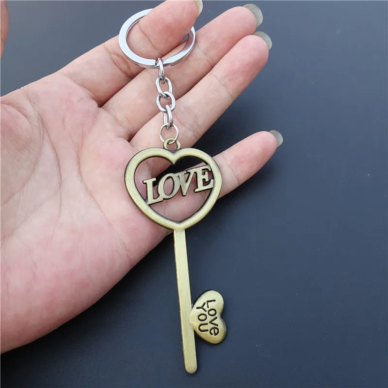 

Брелки для ключей, сплав, сердце Love You, Мужской бронзовый подарок