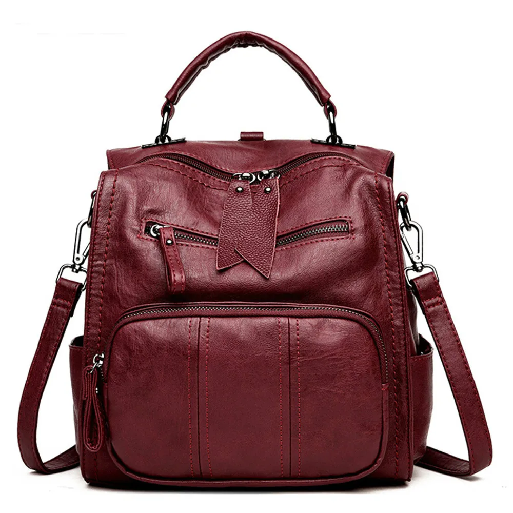 Многофункциональные женские рюкзаки 2020 Кожаная Женская дорожная сумка через
