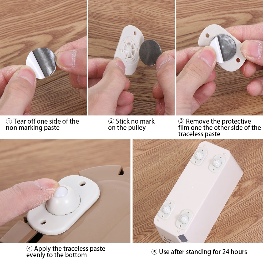 4 шт. самоклеящиеся ролики для хранения коробка Портативный универсальные