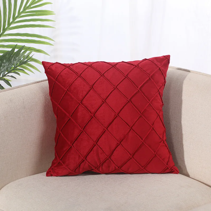 

45x45cm Pillows Cover Fashion Embroidery Plaid Solid color Velvet Cushion case Home Living room Decorative Sofa Throw Pillowcase