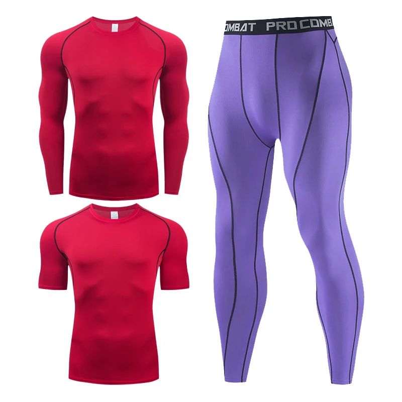 

Men's Running Set Gym Legging Thermal Underwear Spartan Compression Fitness MMA Rashguard Male Quick-Drying Tights Track Suit