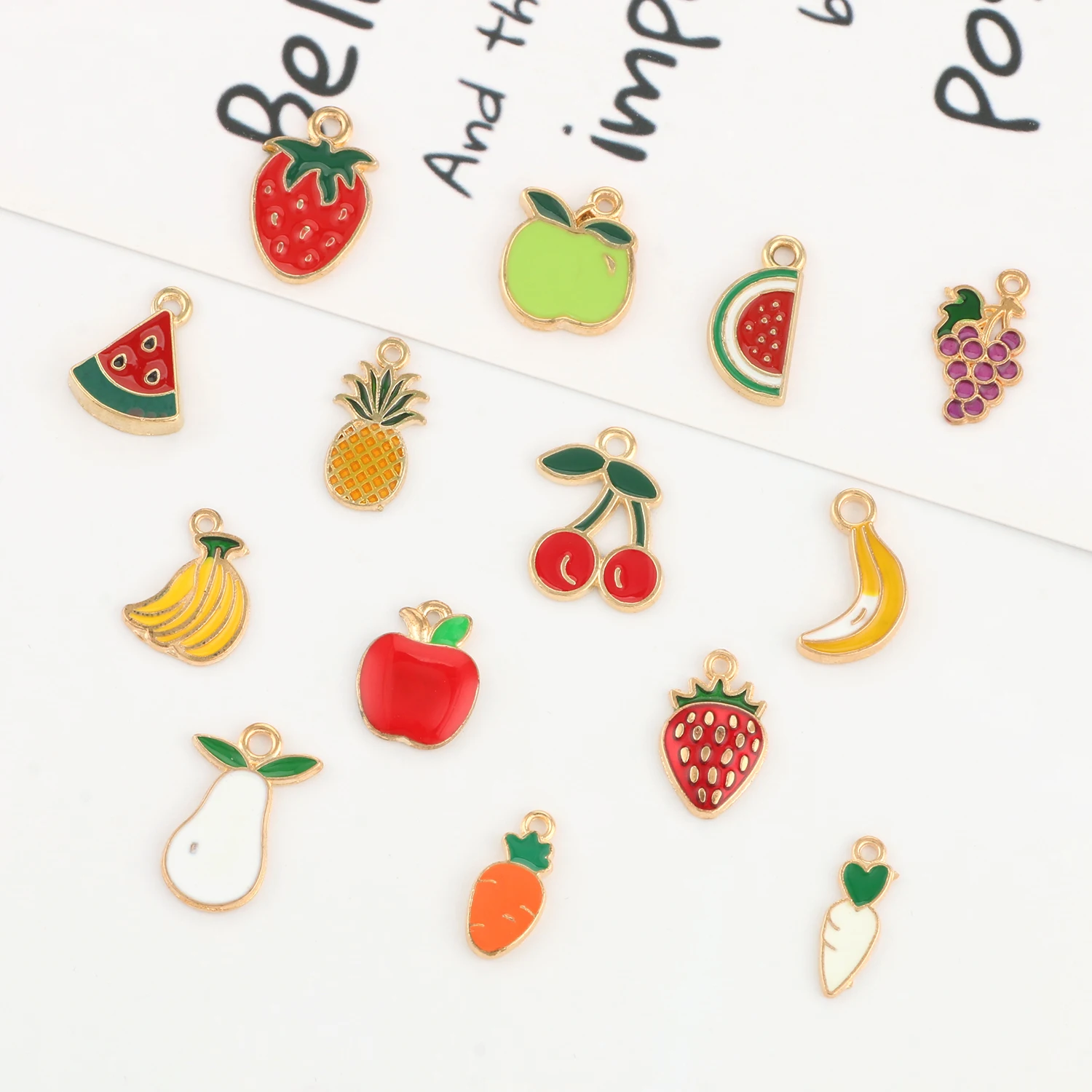 10 шт./лот милые эмалевые подвески для сережек ожерелье с фруктами клубника арбуз