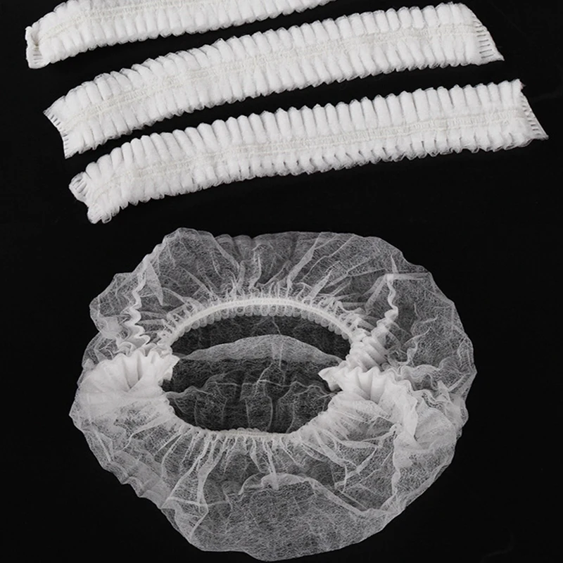 100 шт. нетканые одноразовые шапочки для душа с двойной лентой плиссированная