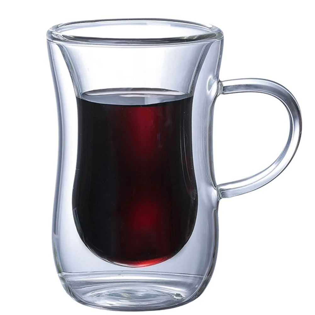 80ml Transparent Glass Cup With Handle Double Walls Glass Milk Tea Juice Coffee Cup Mugs Heat Resistant Glass Cups Drinkware